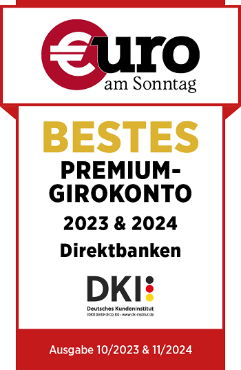 Auszeichnung von Euro am Sonntag Bestes Premium Girokonto