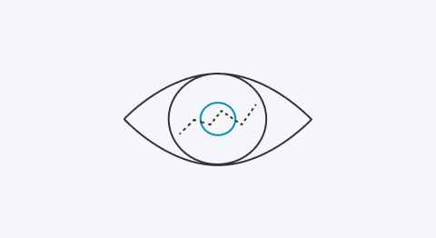 Icon Auge mit blauer Iris und Kursverlauf