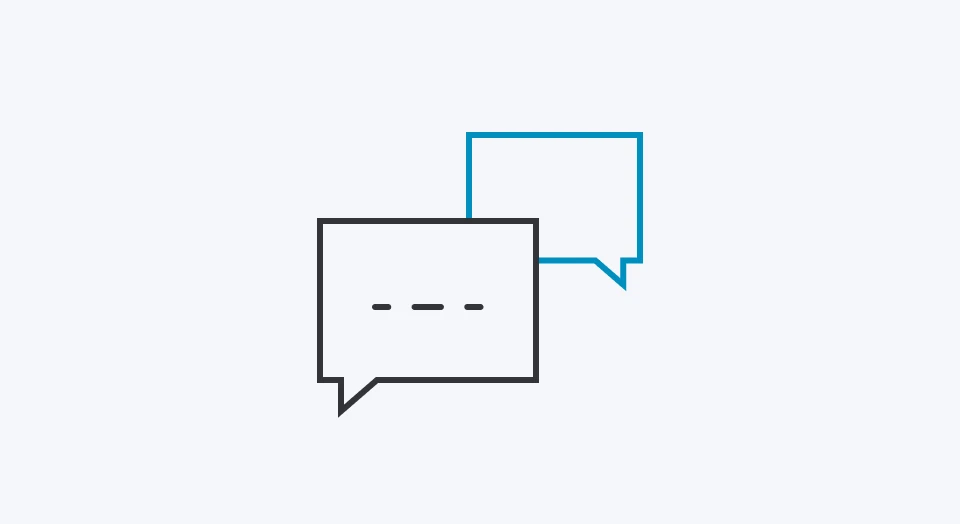 Icon blaue und schwarze Sprechblase