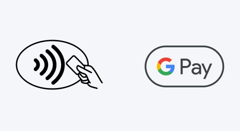 Logo kontaktloses Bezahlen und Google Pay
