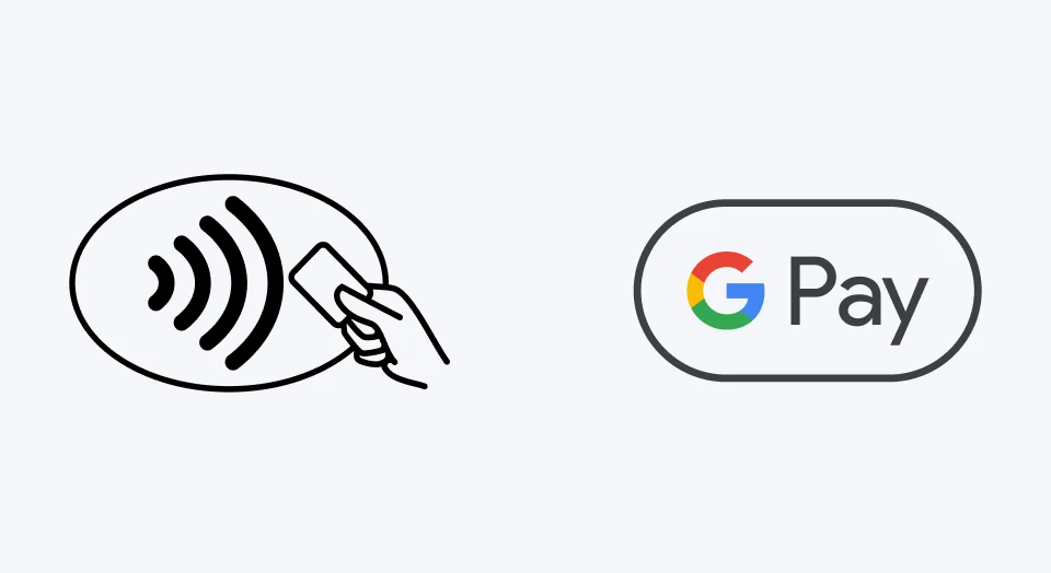 Logo kontaktloses Bezahlen und Google Pay