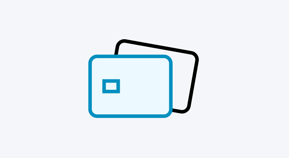 Icon mit zwei Kreditkarten, eine blau und eine schwarz