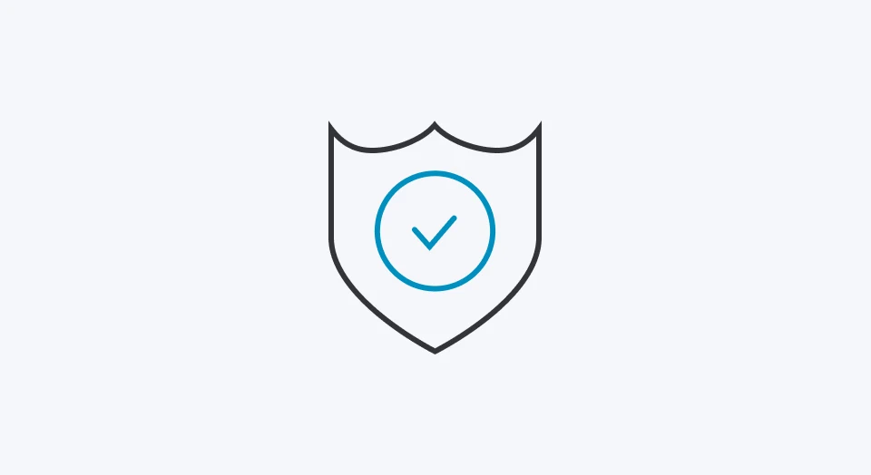 Icon Schutzschild mit blauem Haken darauf