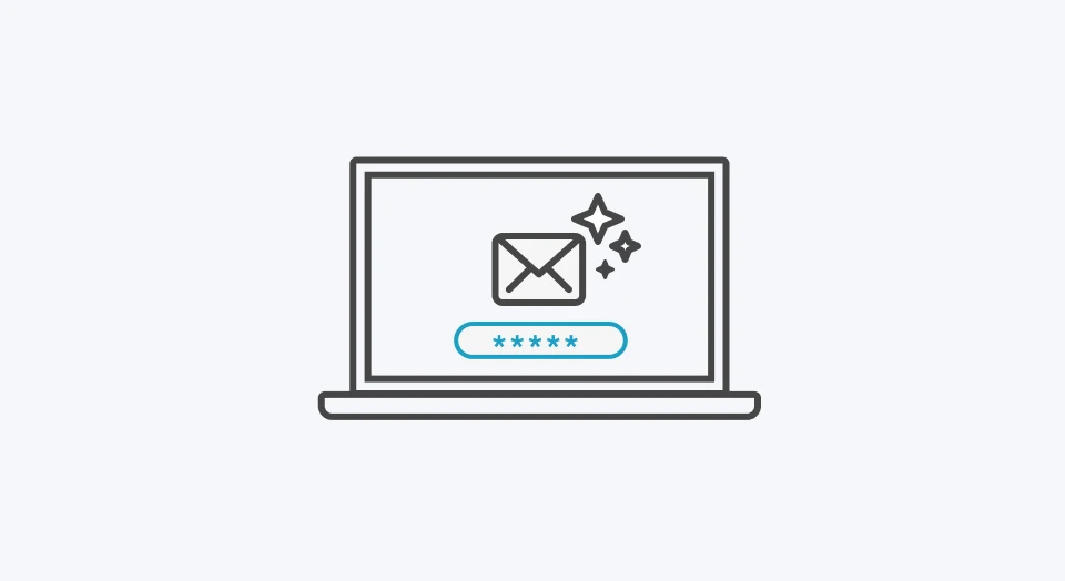 Icon Laptop mit verschicktem Brief auf dem Bildschirm