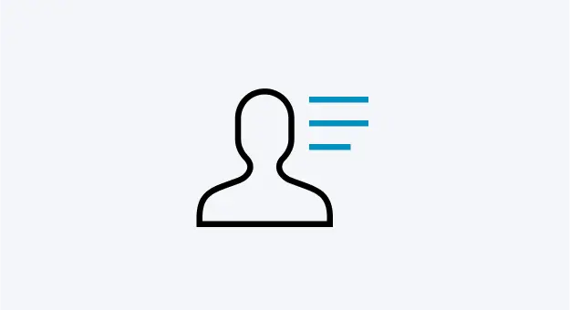 Icon Männchen mit blauen Linien als Text