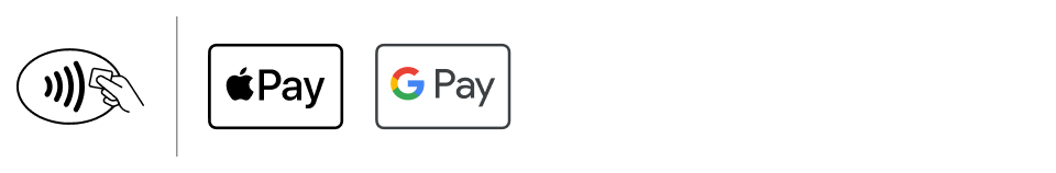 Icon Kontaktloses Bezahlen und Logo Apple Pay und Google Pay