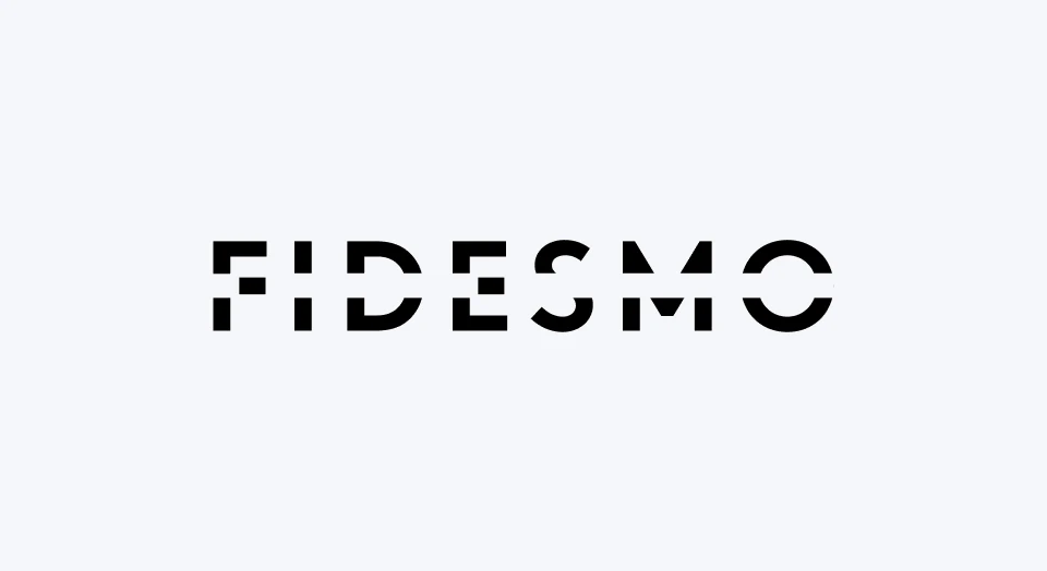 Logo Fidesmo schwarzer Schriftzug auf hellgrauem Hintergrund