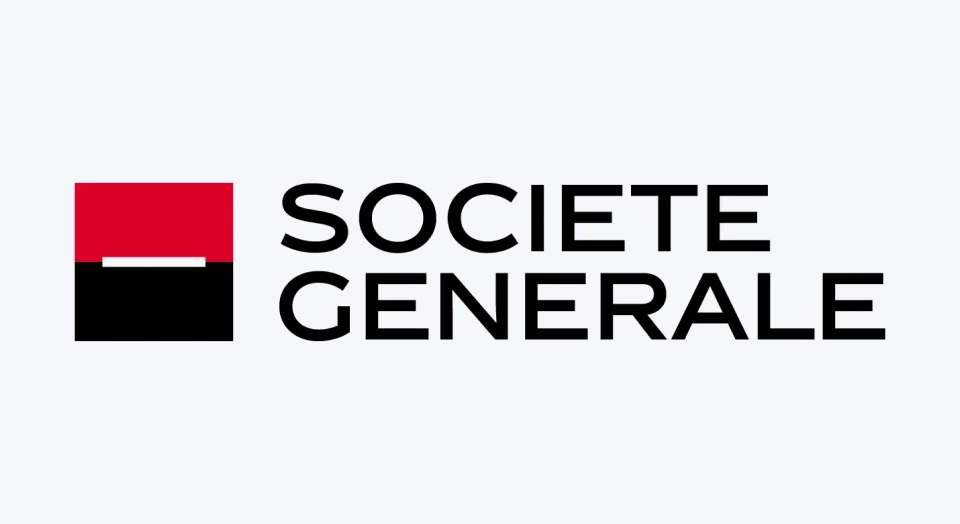 Logo Société Générale schwarzer Schriftzug auf hellgrauem Hintergrund
