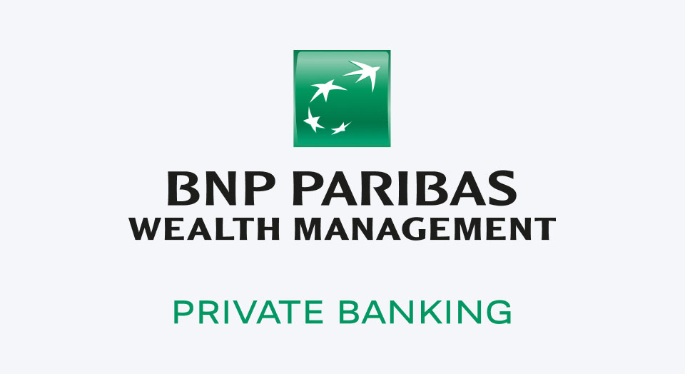 Grünes Logo BNP Paribas Wealth Management Private Banking mit grünem und schwarzen Schriftzug