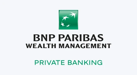 Grünes Logo BNP Paribas Wealth Management Private Banking mit grünem und schwarzen Schriftzug