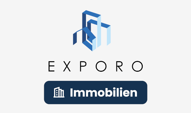 Logo Exporo Immobilien auf hellgrauem Hintergrund