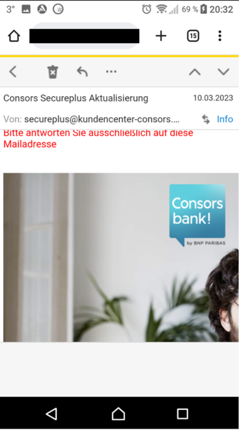 Screenshot der Phishing-Mail