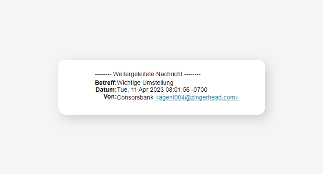 Screenshot des Absenders vom Phishing Newsletter