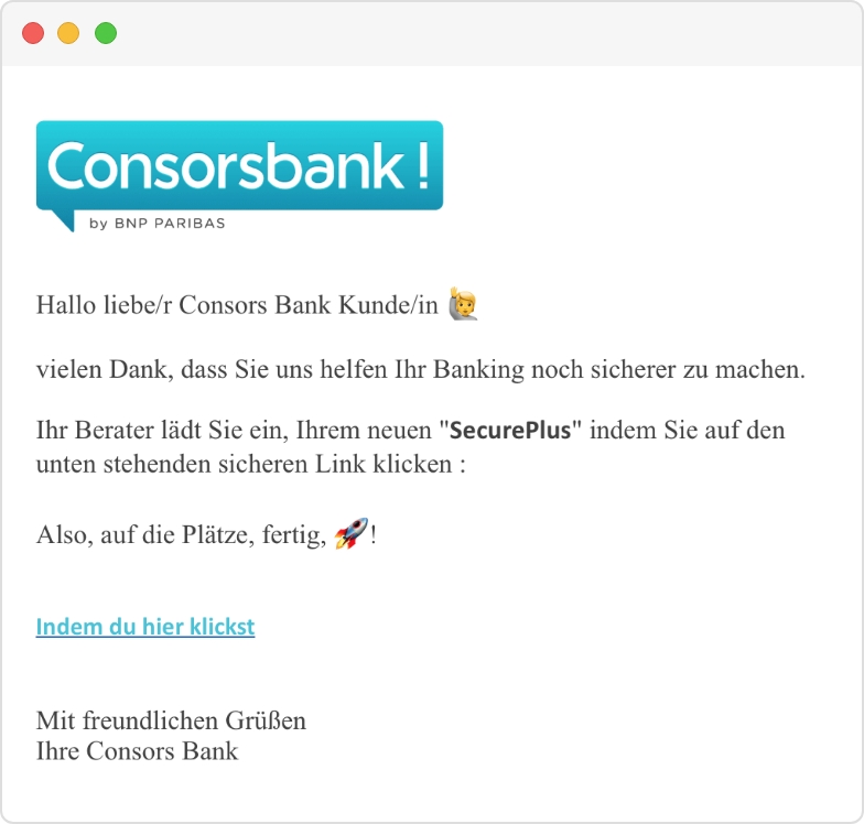 Screenshot einer Phishing-Mail
